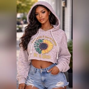 PopSurf Cropped Hoodie Sunflowers/420 XL